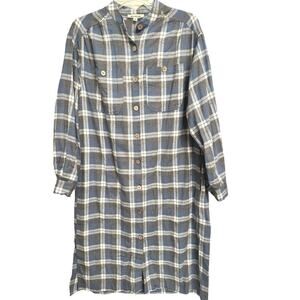 Listicle Out West Plaid Duster/Shirt Dress Blue & Grey 100% Cotton Sz. S
